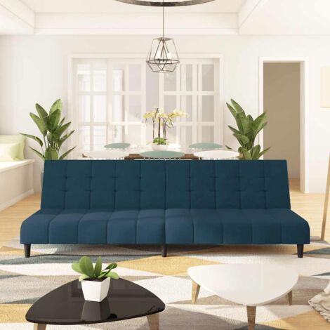 vidaXL 2-Sitzer Schlafsofa Blau Samt