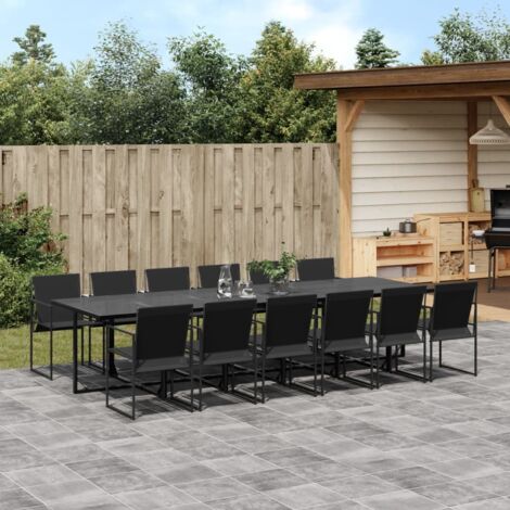 vidaXL Gartentischset 13-teilig schwarz Textilene
