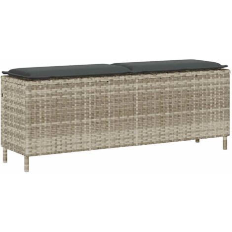 vidaXL Gartenbank mit Kissen Hellgrau 110x30x40,5 cm Poly Rattan