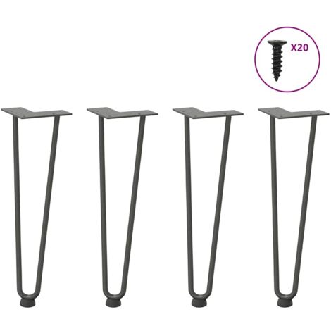 vidaXL Haarnadelbeine 4 Stk. Anthrazit 42 cm Massivstahl
