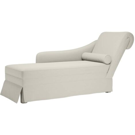 Chaiselongue mit Nackenrolle und Rechter Armlehne Creme Samt vidaXL