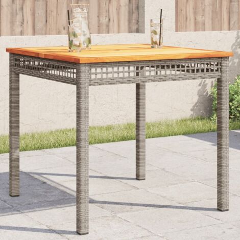 vidaXL Gartentisch grau 80x80x74 cm aus Geflecht und Akazienholz