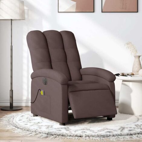 Massagesessel Elektrisch Dunkelbraun Stoff vidaXL625889