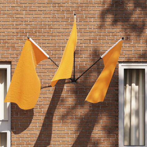 Flaggenhalter für 3 Flaggen Wandmontage Schwarz Stahl vidaXL309964