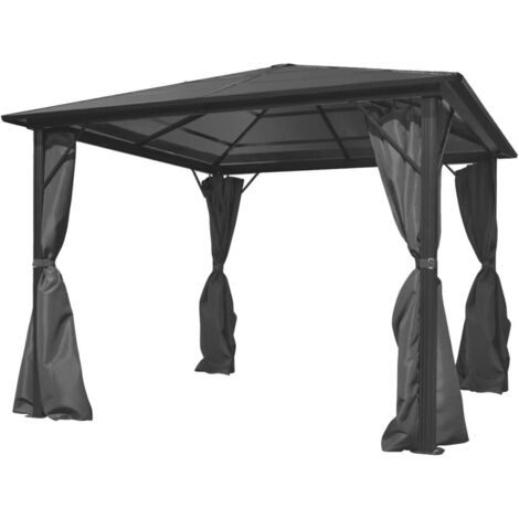 vidaXL Pavillon mit Vorhang Anthrazit Aluminium 300 x 300 cm