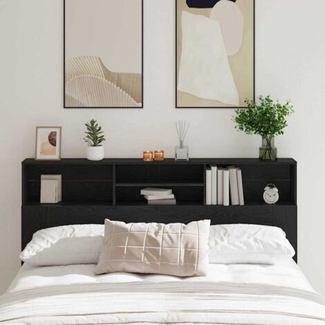 Kopfteil Schrank Schwarz Eichen-Optik 180 x 19 x 103,5 cm vidaXL