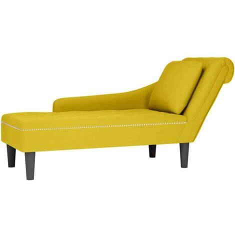 Chaiselongue mit Kissen und Rechter Armlehne Gelb Samt vidaXL