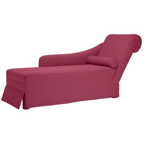 Chaiselongue mit Nackenrolle und Rechter Armlehne Weinrot Samt vidaXL104509