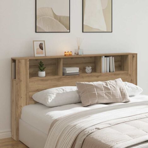 Bett-Kopfteil mit Ablagen Artisan-Eiche 200x18,5x102,5 cm vidaXL