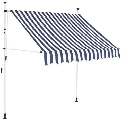 Einziehbare Markise Handbetrieben 200 cm Blau/Weiß Gestreift vidaXL