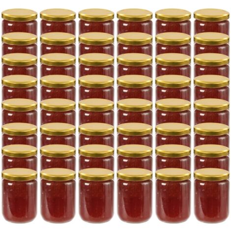 vidaXL Glass Jam Jars with Gold Lid 48 pcs 230 ml
