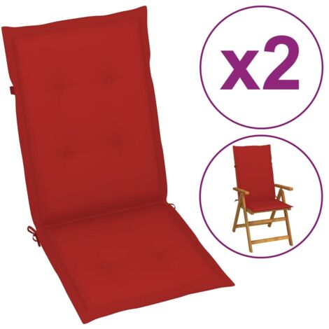 vidaXL Garden Highback Chair Cushions 2 pcs Red 120x50x3 cm Fabric