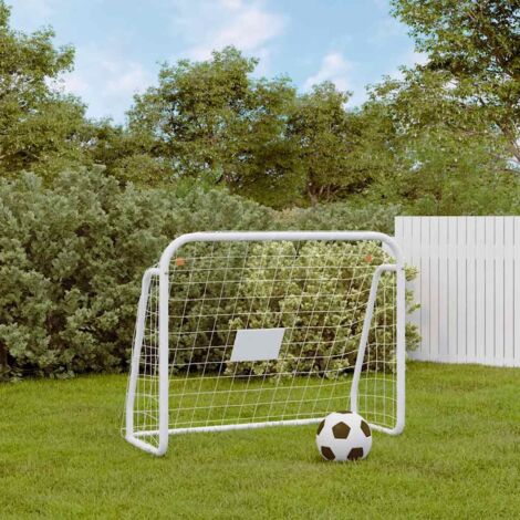 vidaXL Fußballtor und Netz weiß 125x96x60 cm aus Stahl und Polyester