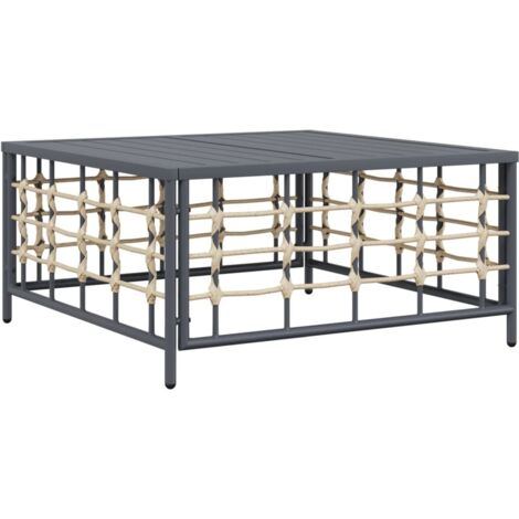 vidaXL Garden Table Anthracite 70x70x34 cm Poly Rattan