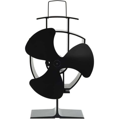 vidaXL Heat Powered Stove Fan 3 Blades Black