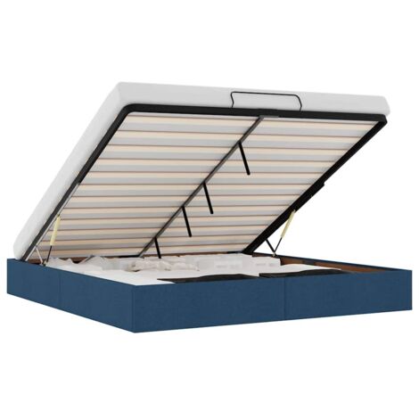 Ottoman-Bett ohne Matratze Blau 160x200 cm Stoff vidaXL