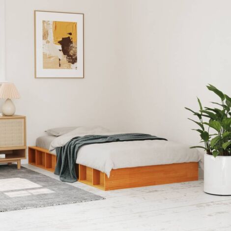 vidaXL Bettgestell ohne Matratze Wachsbraun 90x190 cm Massivholz Kiefer