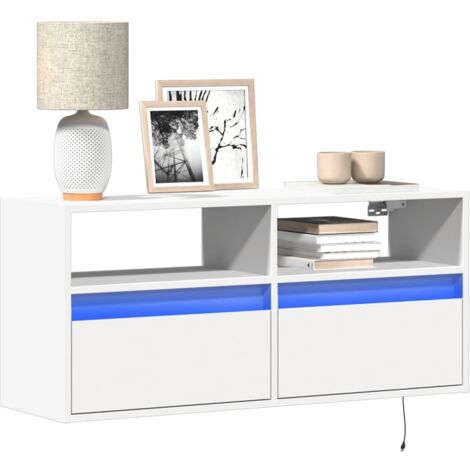 vidaXL TV-Wandschrank mit LED-Beleuchtung Weiß 100x31x45 cm (1/5)