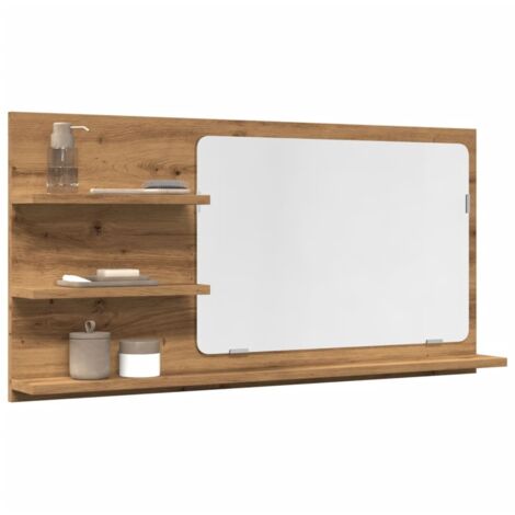 Badspiegel mit Ablagen Artisan-Eiche 90x11x45 cm Holzwerkstoff vidaXL