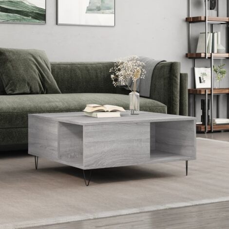 Couchtisch Sonoma Grau 80x80x36,5 cm aus Ingenieurholz