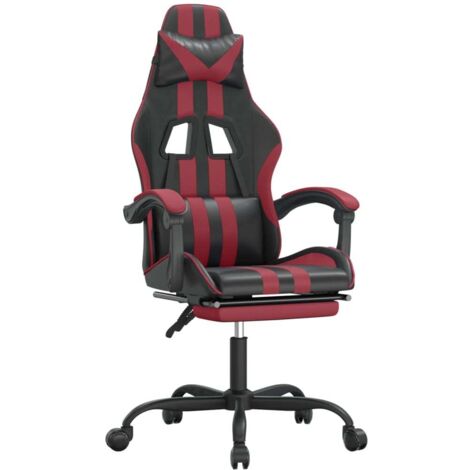 Gaming-Stuhl mit Fußstütze Drehbar Schwarz & Weinrot Kunstleder vidaXL