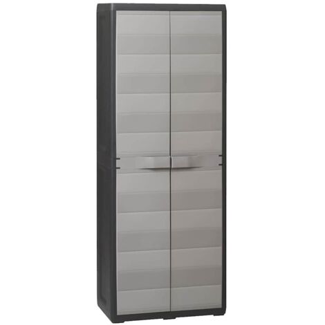 Gartenschrank mit 3 Böden Schwarz und Grau vidaXL
