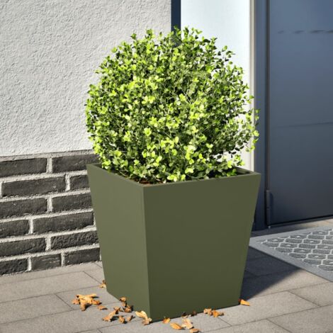 Pflanzkübel Olivgrün 40x40x40 Stahl vidaXL689067