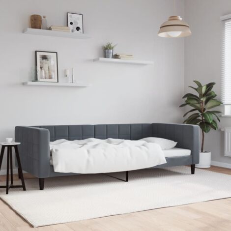 Tagesbett Dunkelgrau 90x200 cm Samt vidaXL