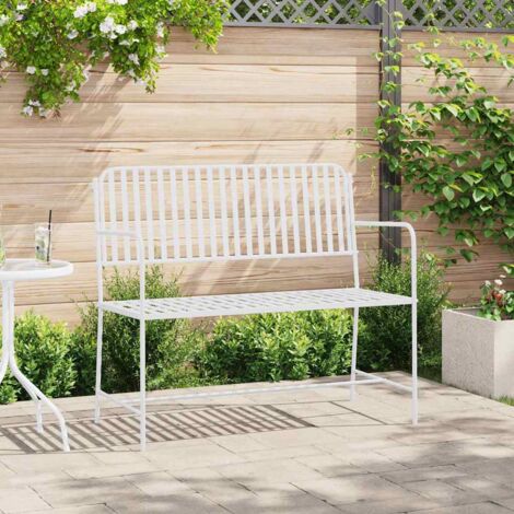 Gartenbank Weiß 104 x 54 x 93cm Stahl vidaXL