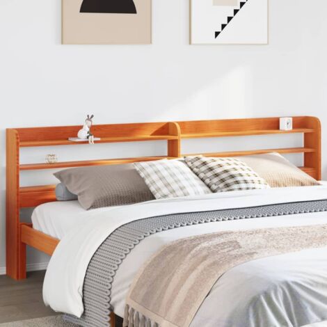 Kopfteil mit Ablagen Wachsbraun 200 cm Massivholz Kiefer vidaXL