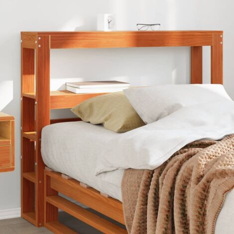 vidaXL Kopfteil mit Regalen braun gewachst 100 cm Massivholz Kiefer
