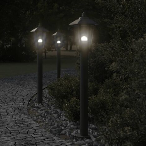 3er Set Außenlampen schwarz 80 cm Edelstahl