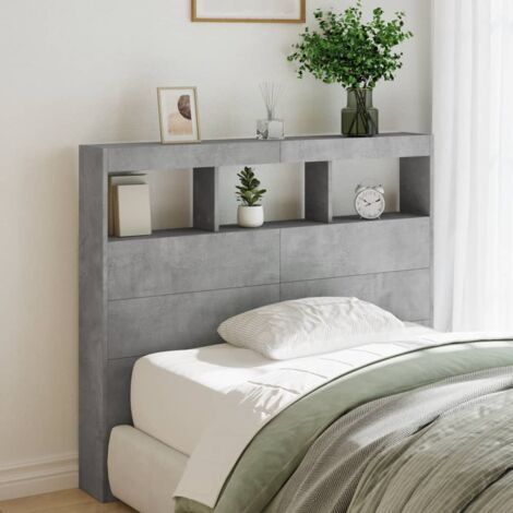 Kopfteil mit LED grau Beton 120x17x102 cm