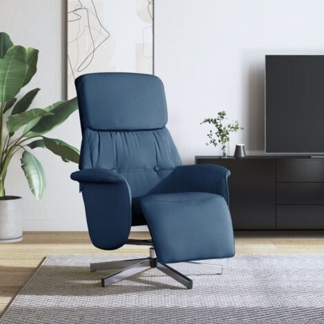 Relaxsessel mit Fußteil Blau Stoff vidaXL