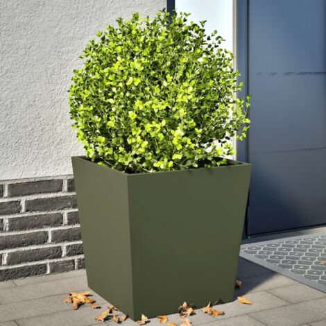 Pflanzkübel 2 Stk. Olivgrün 50x50x50 Stahl vidaXL135007
