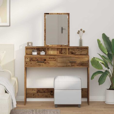 Schminktisch mit Regal Altholz 100 x 41 x 140 cm Holzwerkstoff vidaXL