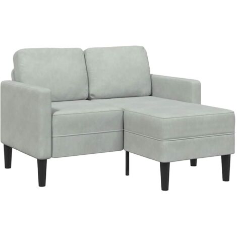 2-Sitzer-Sofa mit Chaiselongue L-Form Hellgrau 125 cm Samt vidaXL