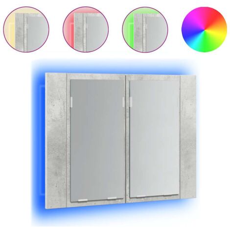 LED-Spiegel Badezimmer-Schrank Grau Beton Acryl