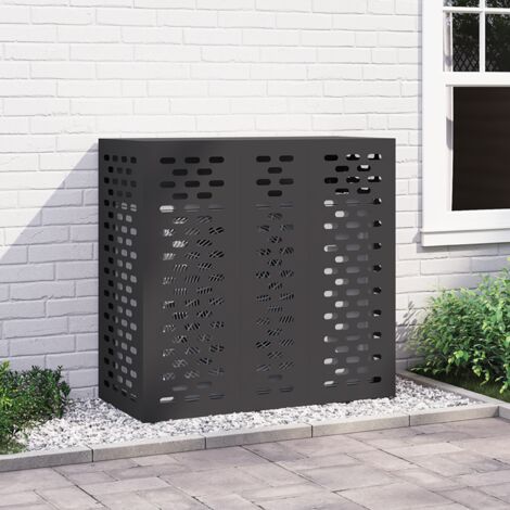 Klimaanlagenabdeckung Schwarz 110 x 50 x 105 cm Stahl vidaXL