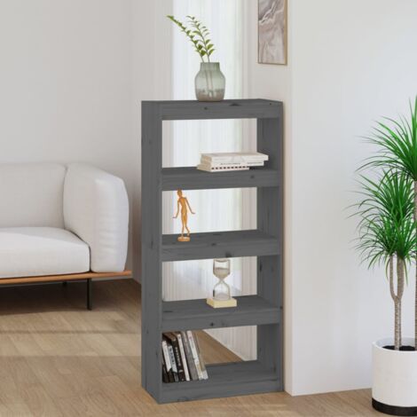 vidaXL Book Cabinet/Room Divider Grey 60x30x135,5 cm Solid Wood Pine