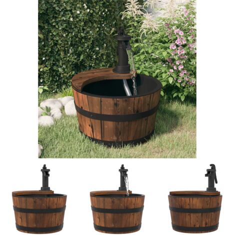 Wasserfontäne mit Pumpe 28x28x34,5 cm aus massivem Fichtenholz