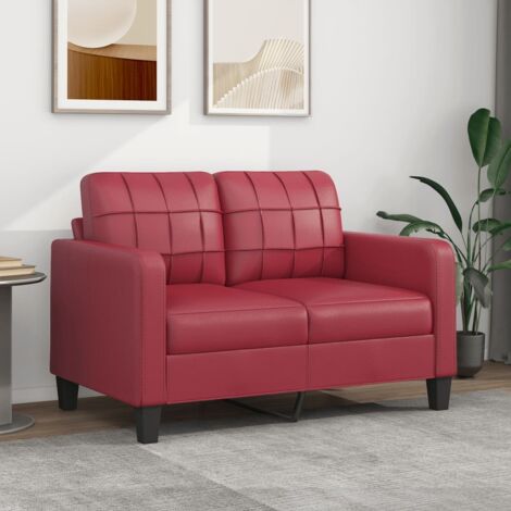 Prolenta Premium 2-Sitzer-Sofa Weinrot 120 cm Kunstleder