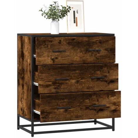vidaXL Sideboard Räuchereiche 68x35x76 cm Holzwerkstoff und Metall