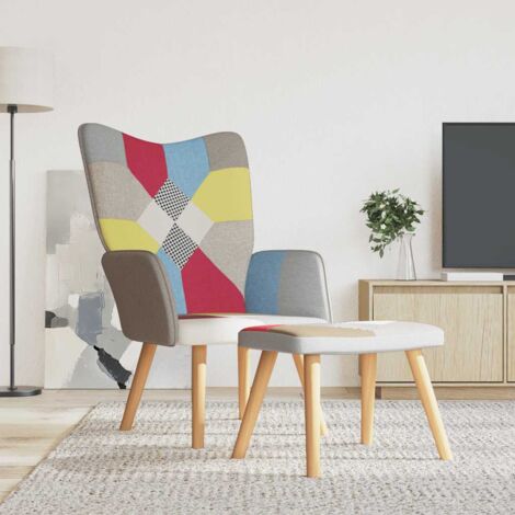 Relaxsessel mit Hocker Patchwork Stoff vidaXL87728