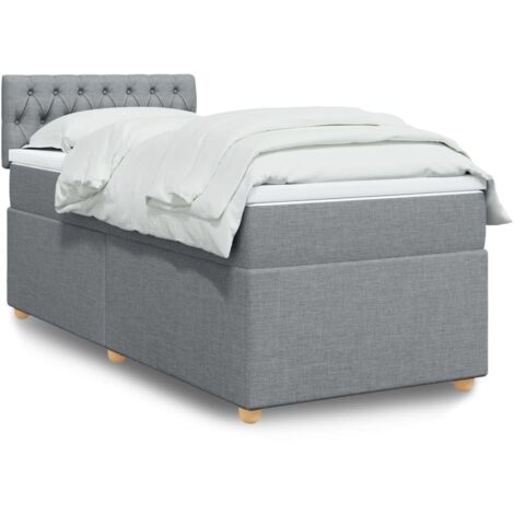 Boxspringbett mit Matratze Hellgrau 90x190 cm Stoff vidaXL820180