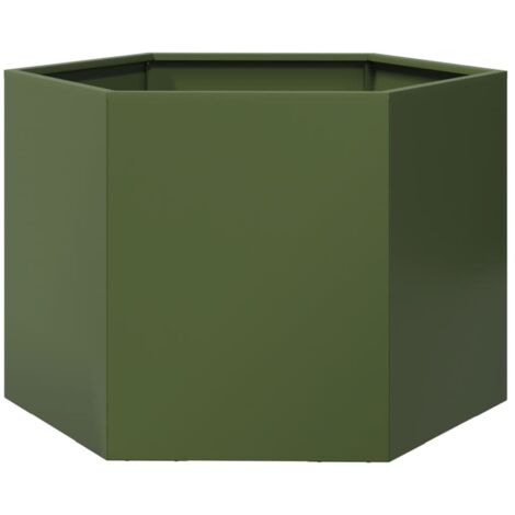 Pflanzkübel Olivgrün Sechseckig 69x60x45 Stahl vidaXL
