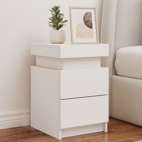 vidaXL Nachttische mit LED-Lichtern 2 Stück weiß 35x39x55 cm