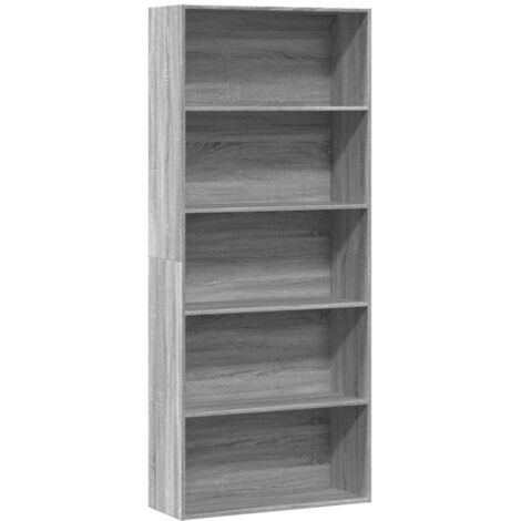 vidaXL Book Cabinet Grey Sonoma 80x30x189 cm Engineered Wood