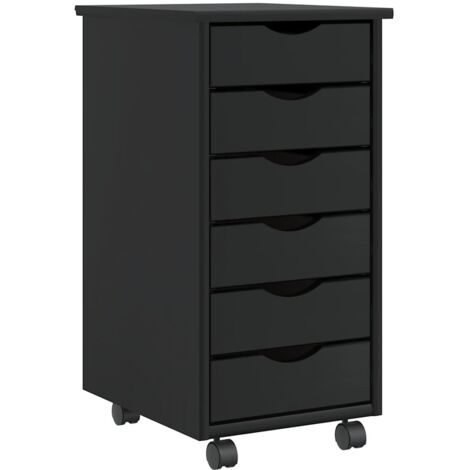Rollschrank mit Schubladen MOSS Schwarz Massivholz Kiefer vidaXL