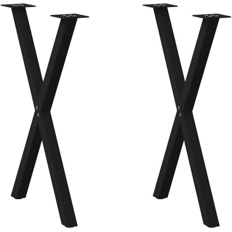 vidaXL Esstischbeine X-Form 2 Stk. Schwarz 57x(72-73) cm Stahl